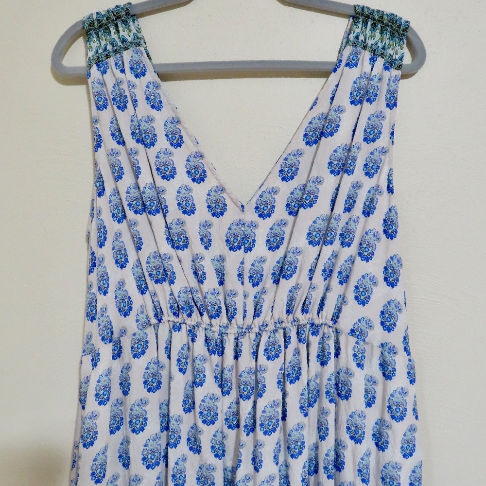 Anthropologie Lined Tiered Sleeveless Floral Maxi Dress Perfect 1X - Picture 3 of 11